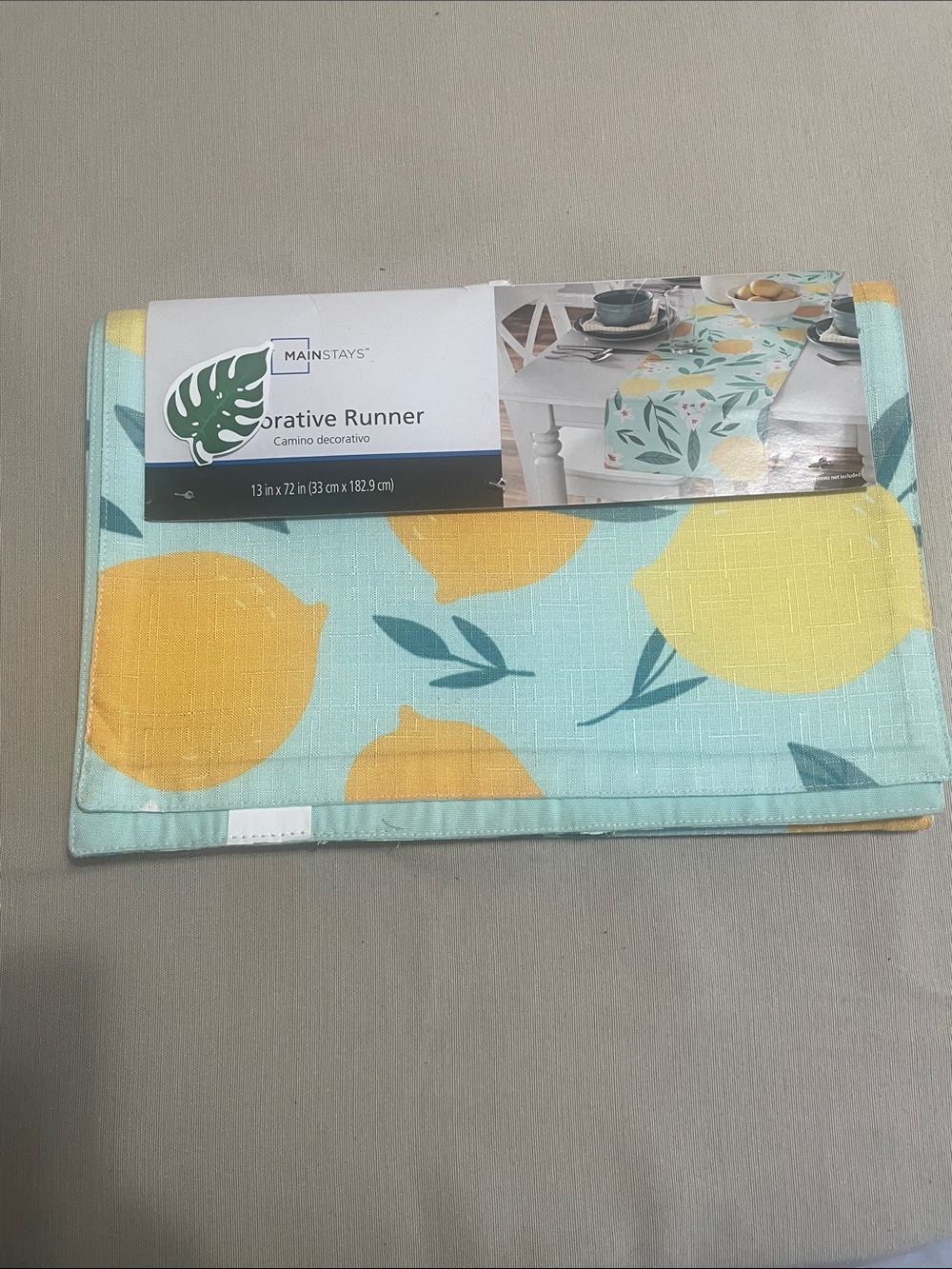 Mainstays Lemon Pattern Table Runner -  Aqua & Yellow